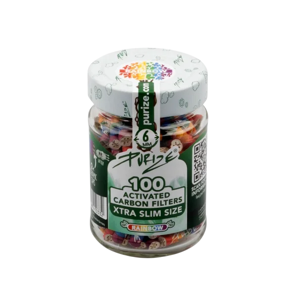 PURIZE Xtra Slim 6mm Rainbow - 100er Pack im Glasbehälter